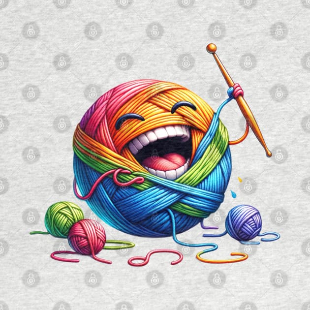 A laughing ball of yarn that is crocheting! by Dessein